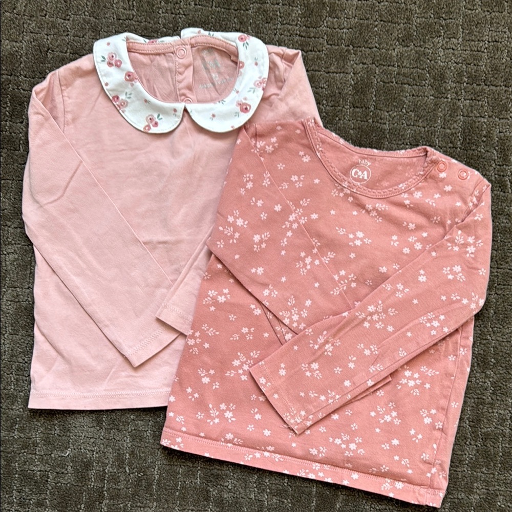 Soft Pink Tops with Scalloped Collar and Delicate Pattern